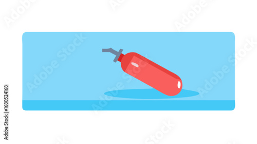 Red fire extinguisher safety equipment for emergency situations and fire prevention measures vector art