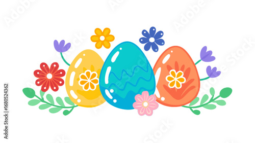 Colorful easter eggs with floral decorations spring holiday celebration festive season easter egg hunt happy easter