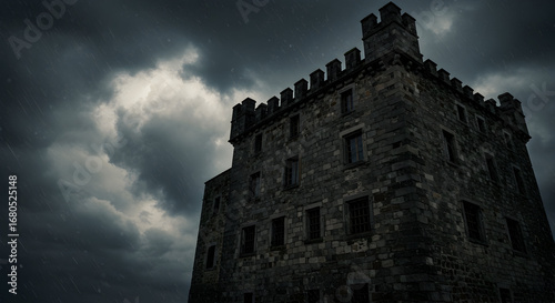 A house with a strong, fortress-like appearance against the elements