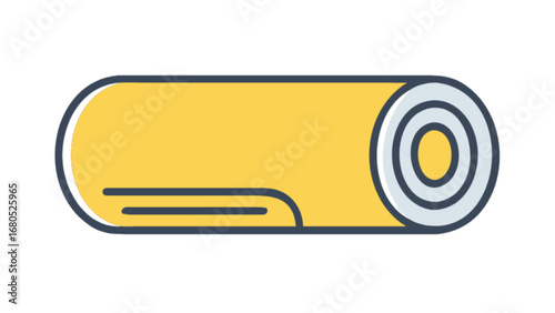 Rolled yoga mat pilates exercise fitness gym workout equipment sport training wellness accessory illustration