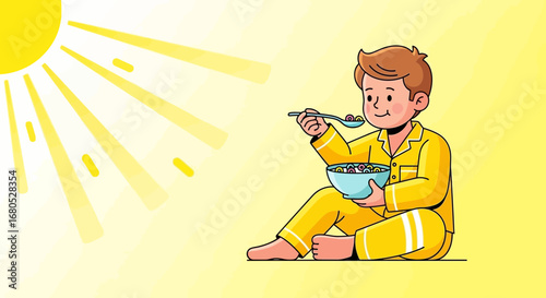 Cheerful Person Enjoying Breakfast In Sunlight, Starts Day With Vibrant Mood