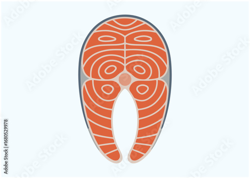 Slice of fresh salmon icon, Slice of fresh salmon vector