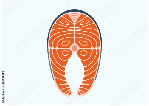 Slice of fresh salmon icon, Slice of fresh salmon vector
