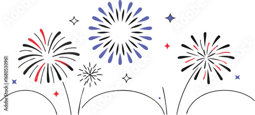 Vibrant festive fireworks display vector illustration scalable for celebrations transparent background