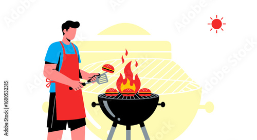 Culinary Preparation Depicted At Outdoor Grill Setting And Summer Meal Cookout Concept