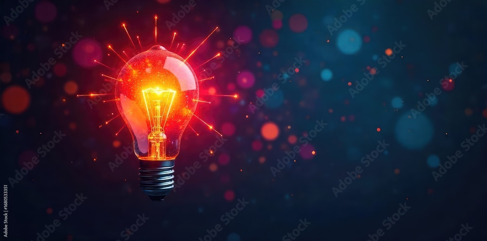 custom made wallpaper toronto digitalA burst of colorful light bulbs illuminating a dark space, representing innovative and bright ideas , idea, illumination