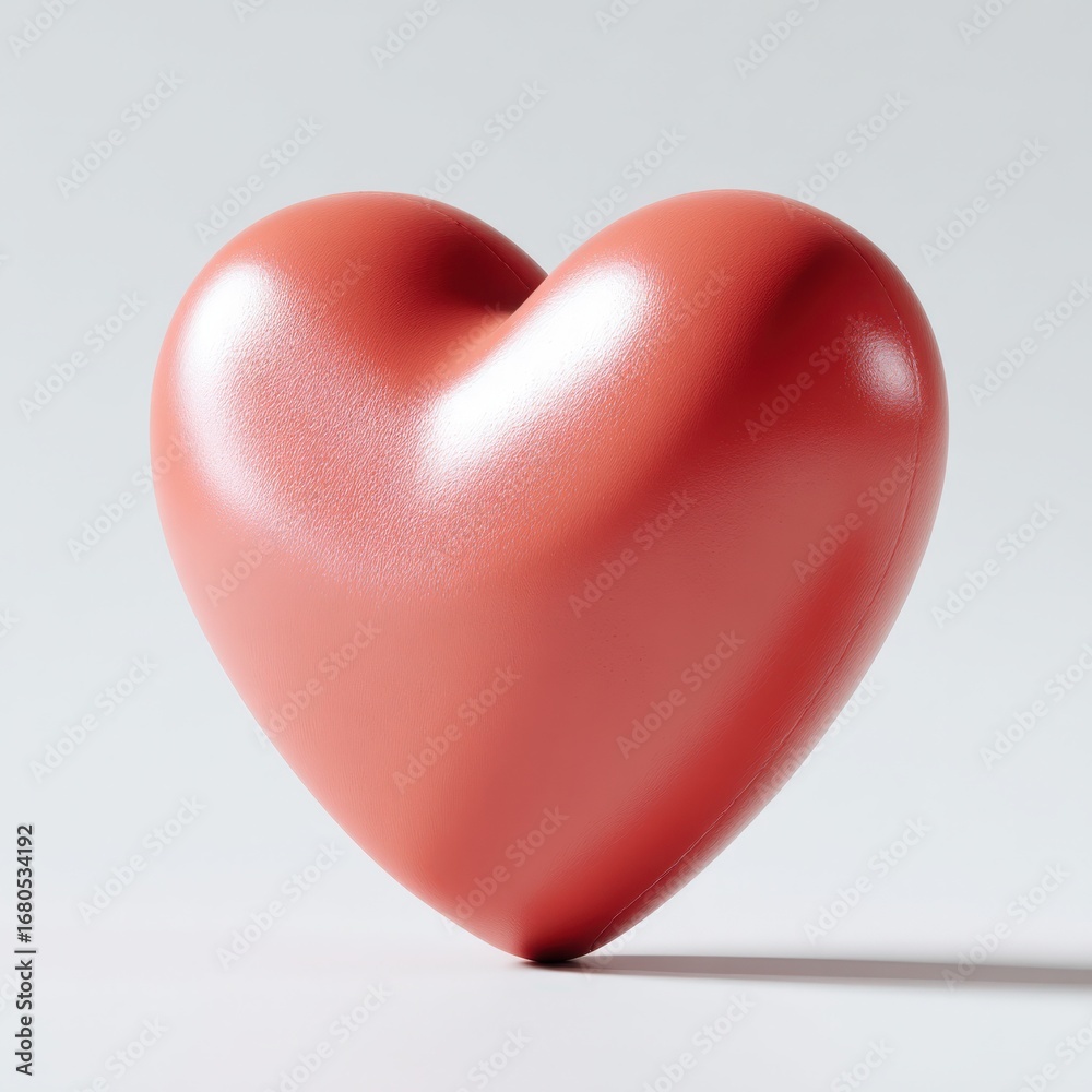 Fototapeta premium A vibrant red heart is resting upon a clean white surface