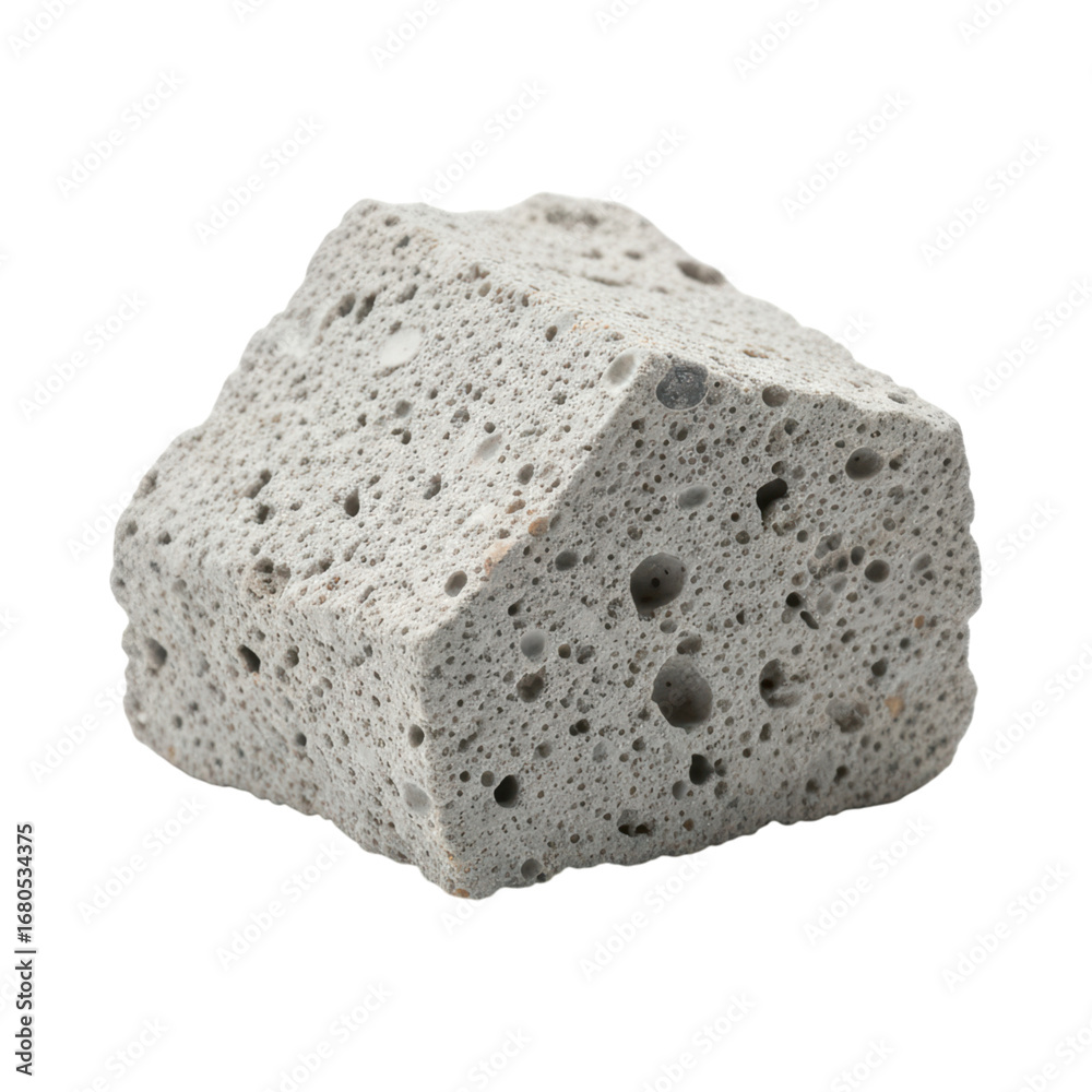 Obraz premium Porous volcanic pumice rock textured close-up on transparent background