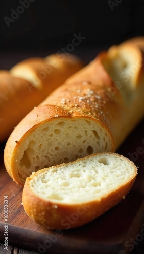 Wallpaper Mural A freshly baked baguette, sliced open, revealing its airy crumb, ready to be enjoyed Golden brown crust, delicious smell implied Perfect for a simple meal , wheat, dinner, cuisine Torontodigital.ca