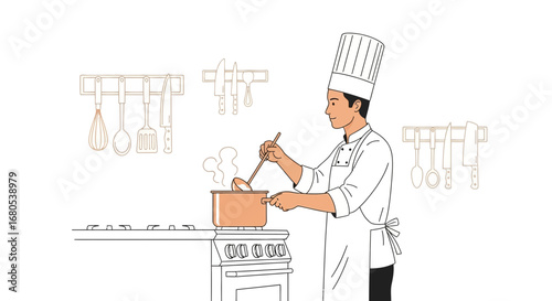 Professional Chef Employs Precision Cooking Method Cooking Fresh Dishes Expertly Crafted