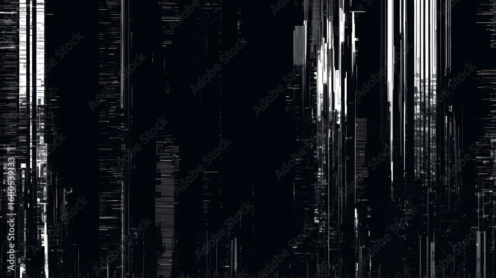 Fototapeta premium Distorted digital display shows glitching screen with corrupted video signal creating abstract patterns.
