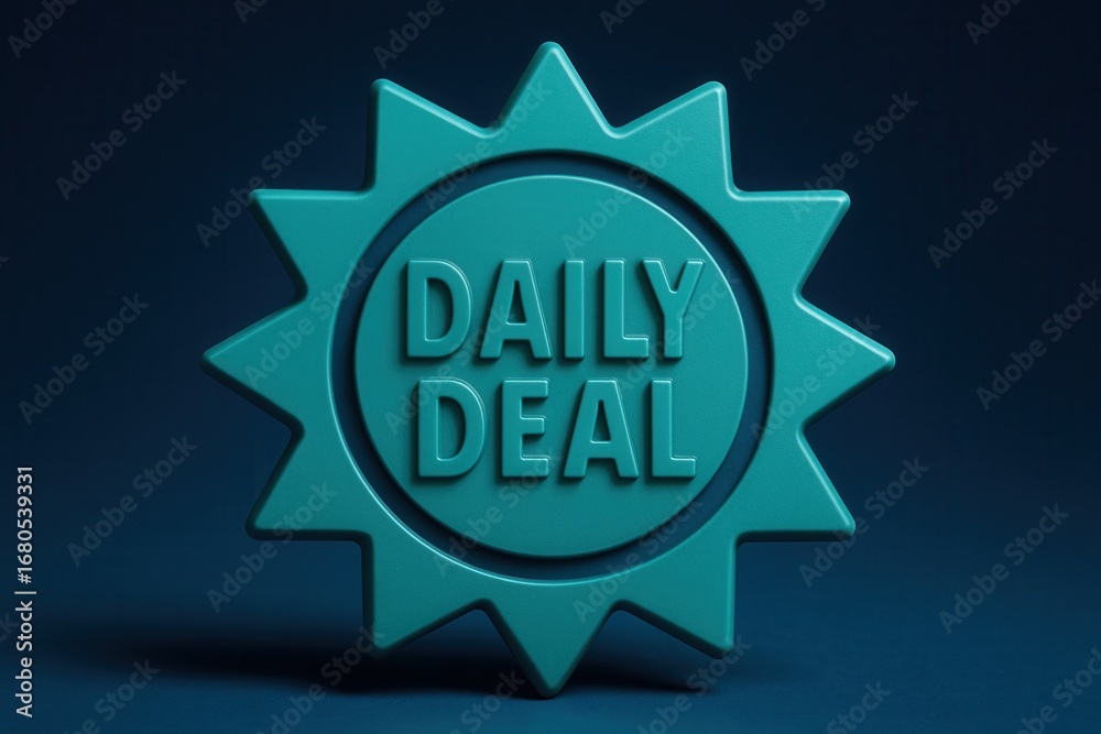 Fototapeta premium Daily deal promotional badge with bold text and glossy finish, ideal for eye-catching retail discount offers.