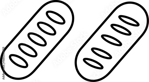 Two simple loaves of bread outline design symbol food ingredient bakery staple freshly baked silhouette