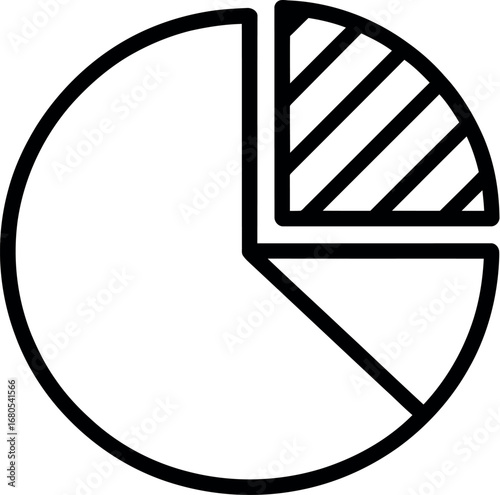 Simple black and white pie chart graphic showing data distribution and proportions for business analysis silhouette