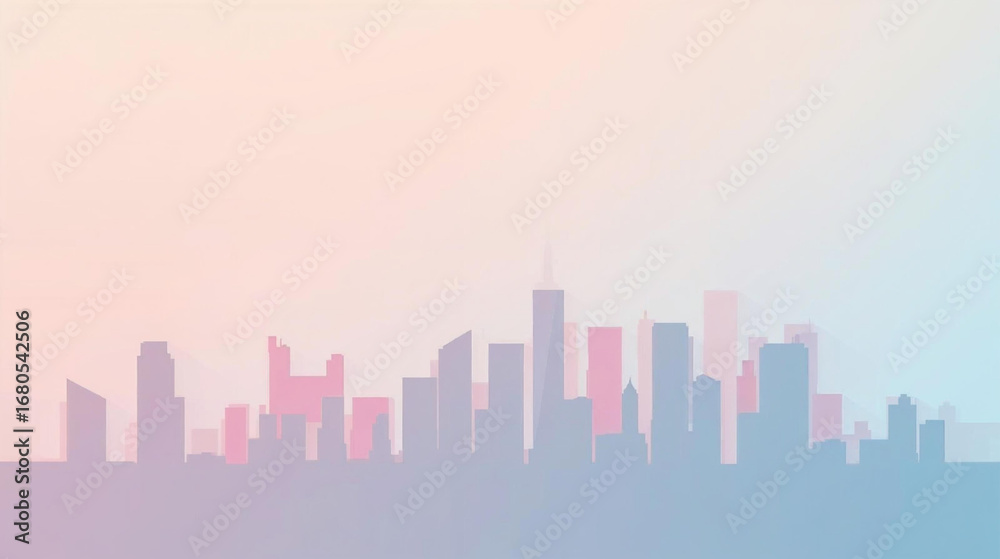 Fototapeta premium abstract geometric buildings, flat pastel gradient style.