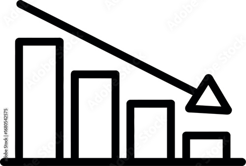 Downward trend graph showing decline data analysis financial crisis economic recession business loss silhouette