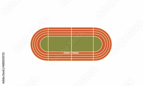 Oval Athletic Running Track with Multiple Lanes and Green Infield.