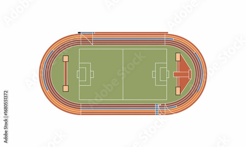 Oval Athletic Track and Field with Soccer Pitch.