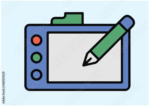 Graphic tablet with pen icon, Graphic tablet with pen vector