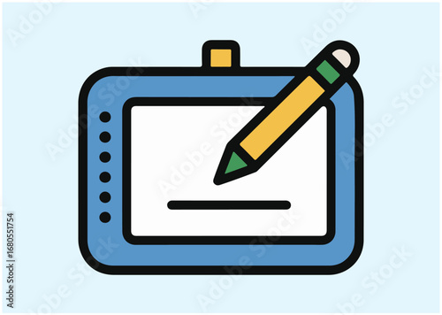 Graphic tablet with pen icon, Graphic tablet with pen vector