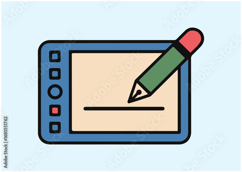 Graphic tablet with pen icon, Graphic tablet with pen vector