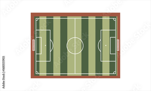 Overhead View of a Green and Brown Striped Soccer Field.