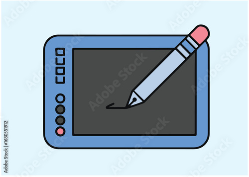 Graphic tablet with pen icon, Graphic tablet with pen vector