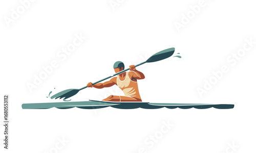 Powerful Kayaker in Action - Dynamic Pose, Paddle Stroke, Water Spray.