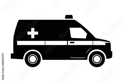 Emergency Medical Vehicle Vector Ambulance Silhouette for Healthcare and Emergency Services