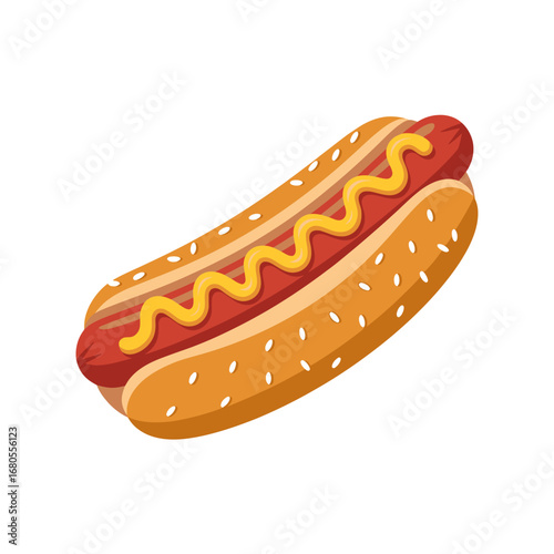 Delicious Hot Dog with Mustard A Tasty Treat Illustration