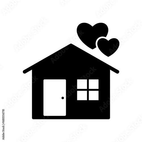 Home Sweet Home Vector Illustration of House with Hearts