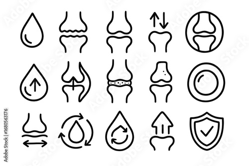 Joint Lubrication Doodle. Hand-drawn doodle illustration joint lubrication synovial fluid droplet, slick layer, frictionless