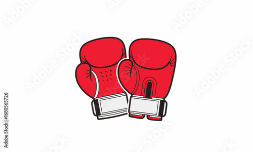 Two Red Boxing Gloves with White Straps, Sport Equipment, Fighting Gear.