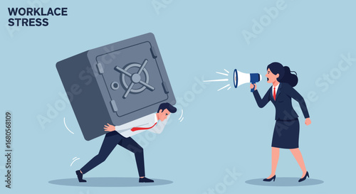 Woman Yelling at Employee Carrying Safe