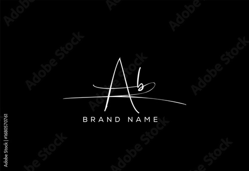 AB letter beauty cursive handwriting logo.