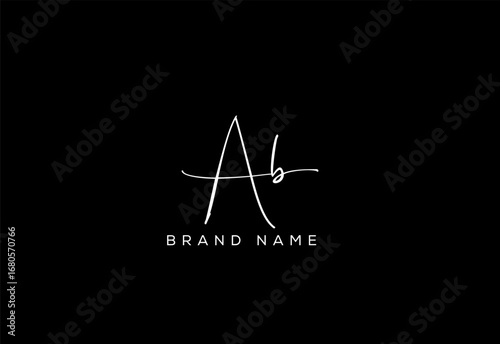 AB letter beauty cursive handwriting logo.