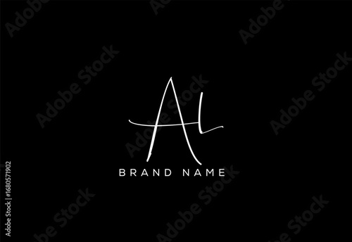 AL letter beauty cursive handwriting logo.