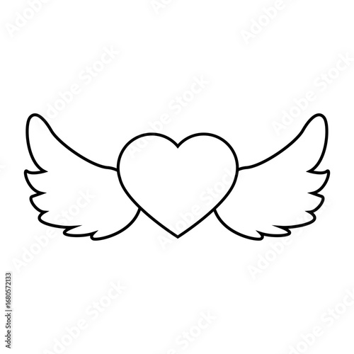 Angel wings icon vector. Heart with wings illustration sign. Valentines symbol or logo.