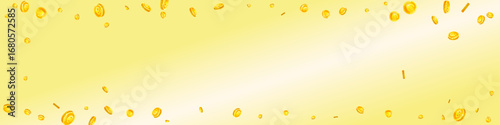 European Union Euro coins falling. Scattered gold