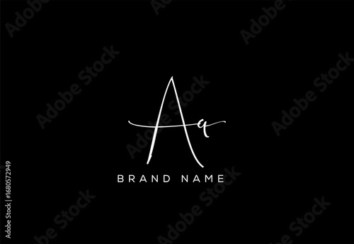 AQ letter beauty cursive handwriting logo.