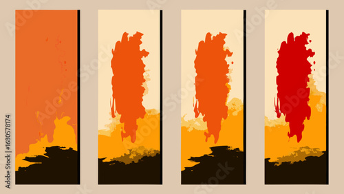 Abstract fire progression vertical panels