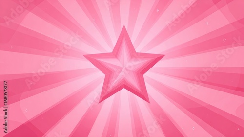 Pink starburst background with a 3D star
