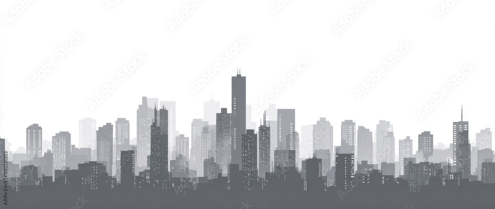 Fototapeta premium Monochromatic city skyline (1)