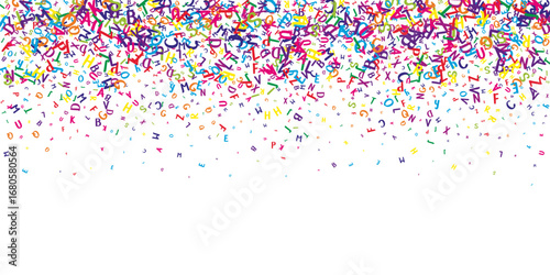 Flying latin letters. Colorful childish scattered