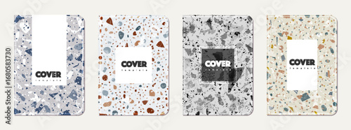 School notebook cover design. Terrazzo abstract