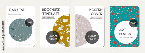 School diary cover design. Terrazzo abstract