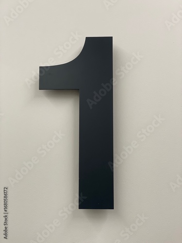 The number one created from 3D metal 