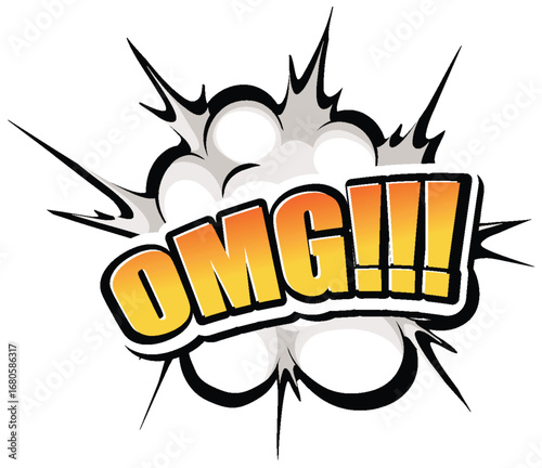 Comic Style OMG Text with Explosion Effect