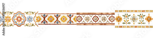 Wallpaper Mural Floral Border Tiles - Decorative Seamless Pattern on White Torontodigital.ca