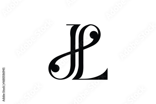 A monogram logo design featuring the letters j and l in elegant black font
